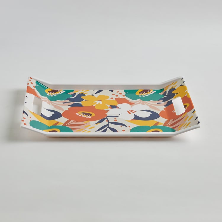 Meadowas White Printed Melamine Serving Tray - 3.2x27.3x3.5cm