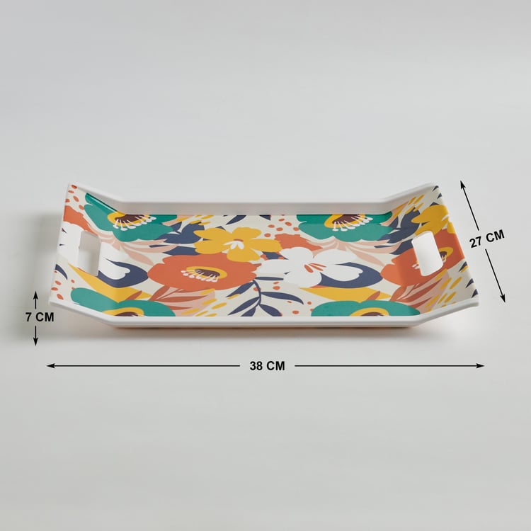 Meadowas White Printed Melamine Serving Tray - 3.2x27.3x3.5cm