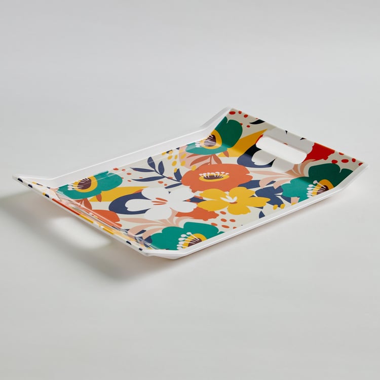Meadowas White Printed Melamine Serving Tray - 3.2x27.3x3.5cm