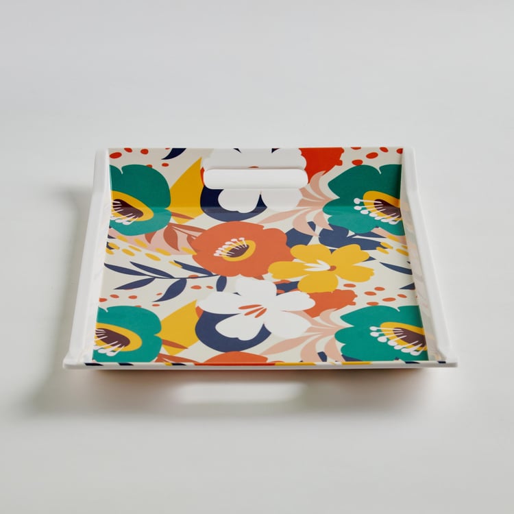 Meadowas White Printed Melamine Serving Tray - 3.2x27.3x3.5cm