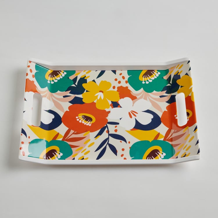 Meadowas White Printed Melamine Serving Tray - 3.2x27.3x3.5cm