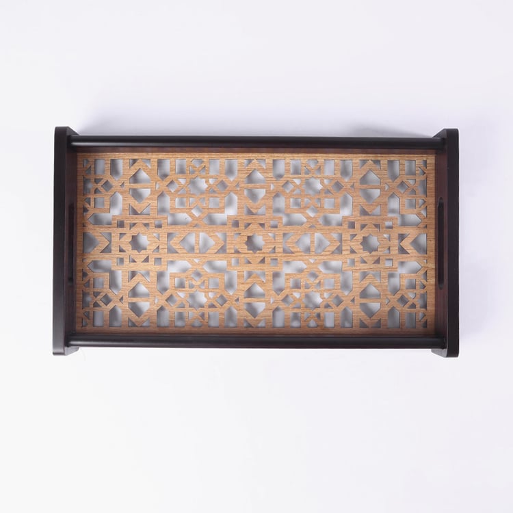 WONDERCHEF Casablanca Brown Tile Wooden Tray - 20x36cm