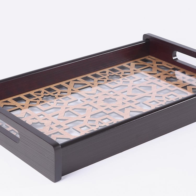 WONDERCHEF Casablanca Brown Tile Wooden Tray - 20x36cm