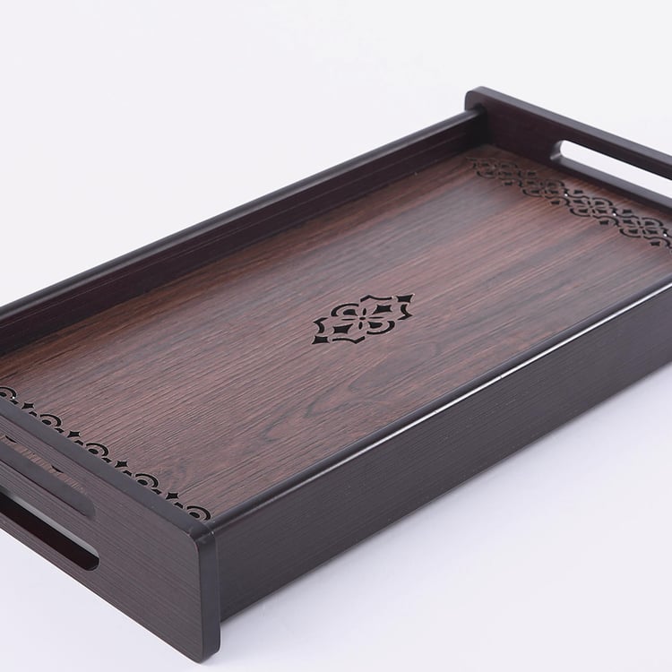 WONDERCHEF Casablanca Brown Damask Patterned Wooden Reversible Serving Tray - 25x46cm