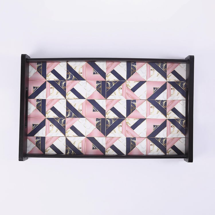 WONDERCHEF Casablanca Multicolour Marble Mosaic Motif Wooden Serving Tray - 25x41cm