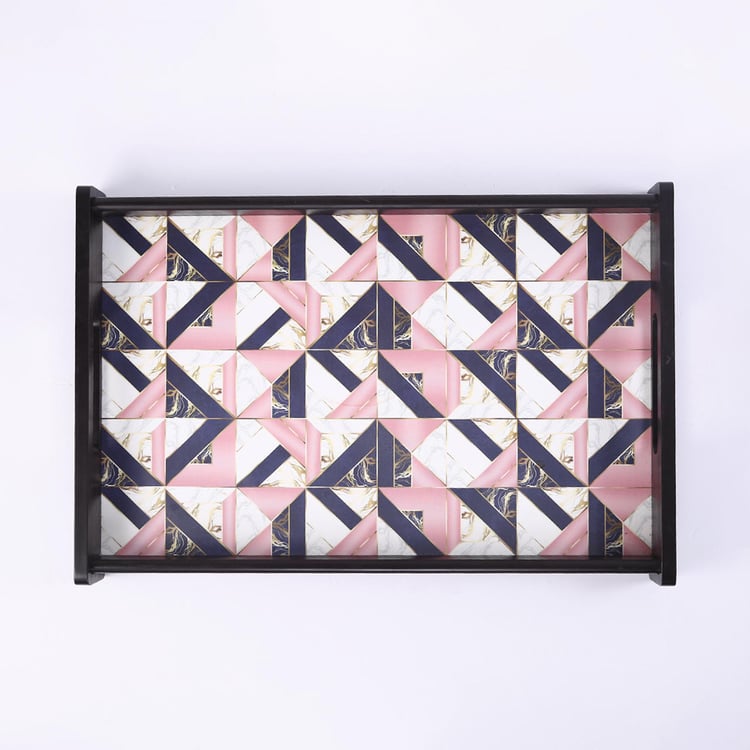 WONDERCHEF Casablanca Multicolour Marble Mosaic Motif Wooden Serving Tray - 30x46cm