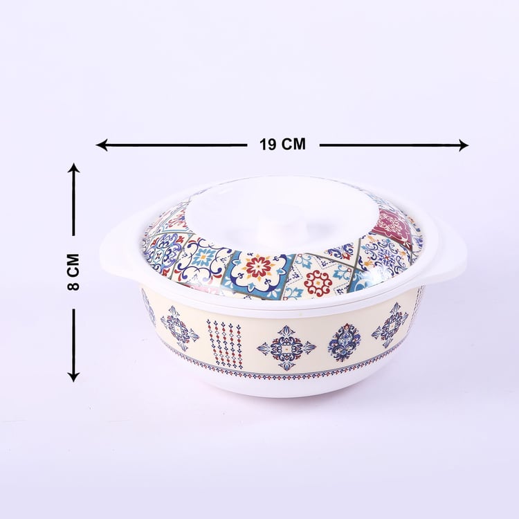 WONDERCHEF Venice White Printed Melamine Casserole with Lid -  Set of 2