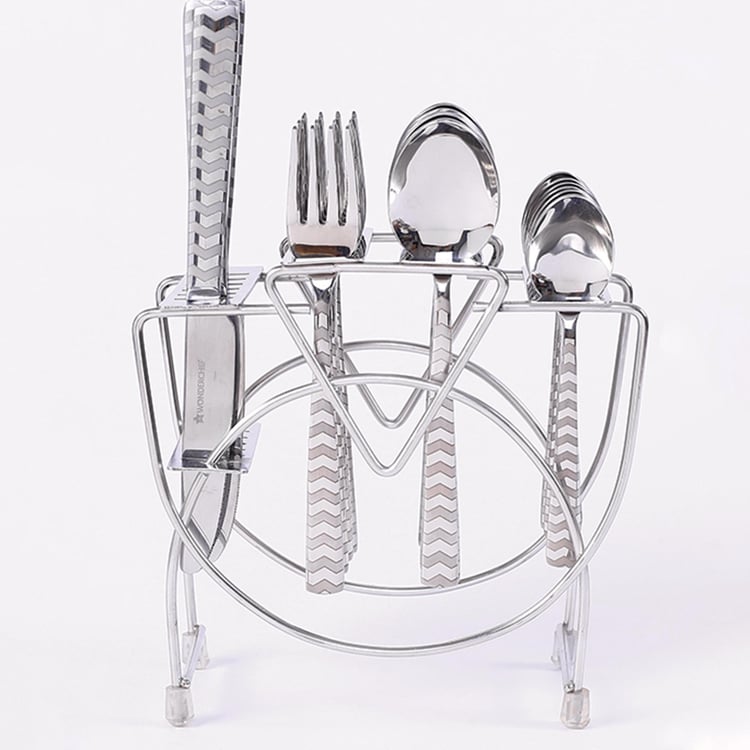 WONDERCHEF Roma Silver Stainless Steel Cutlery Set with Stand - 24 Pc