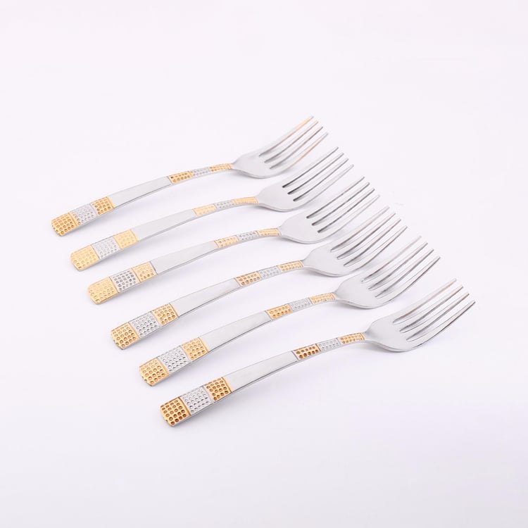 WONDERCHEF Roma Multicolour Embellished Stainless Steel Dinner Fork - Set Of 6