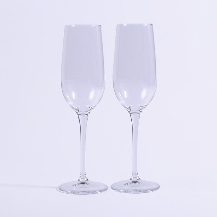 WONDERCHEF Bormiloli Transparent Glass Champagne Flute - Set Of 2