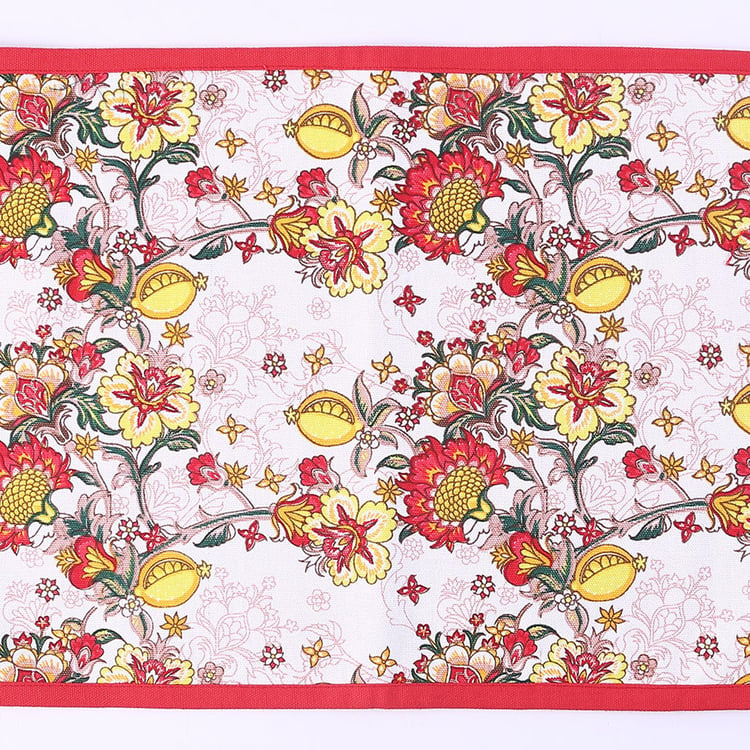 WONDERCHEF Como Red Floral Printed Cotton Placemat - 30x46cm - Set Of 6