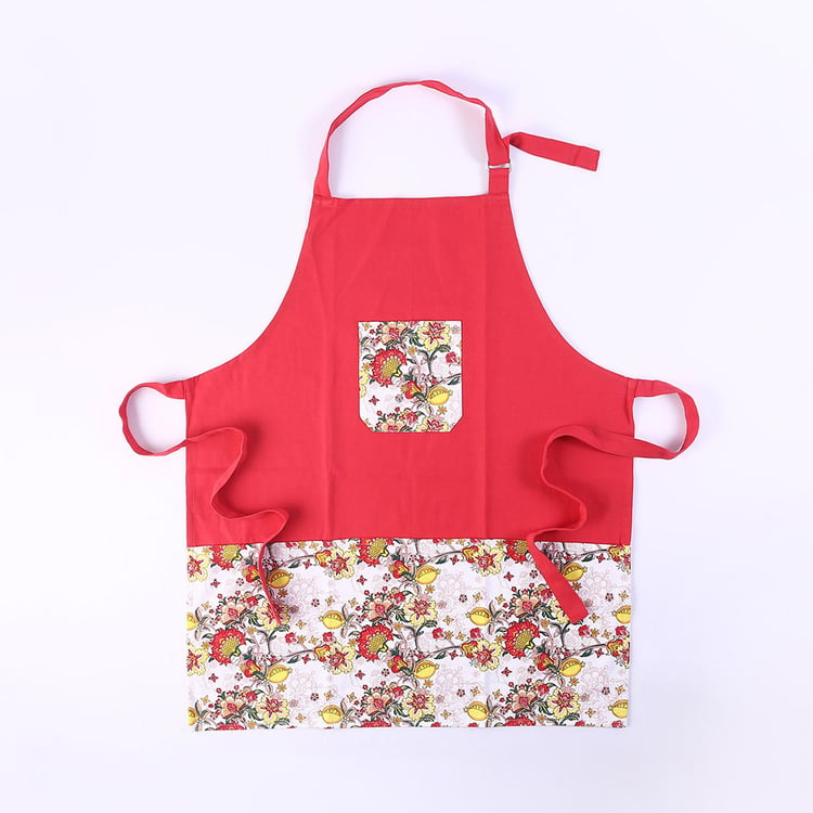 WONDERCHEF Como Red Floral Printed Cotton Apron