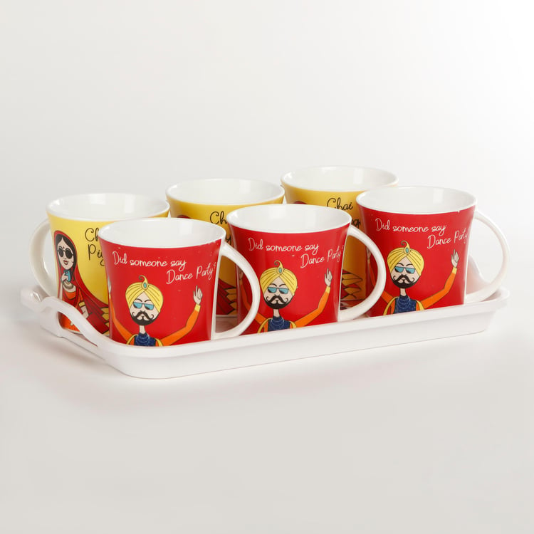 Showstopper Indie Pop Eminence Bone China Mug with Tray - Set of 6