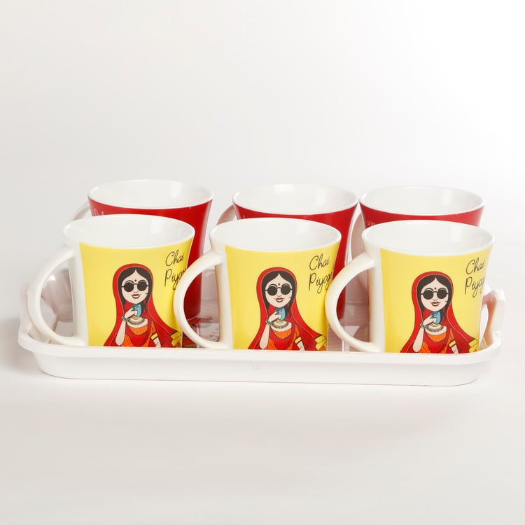 Showstopper Indie Pop Eminence Bone China Mug with Tray - Set of 6