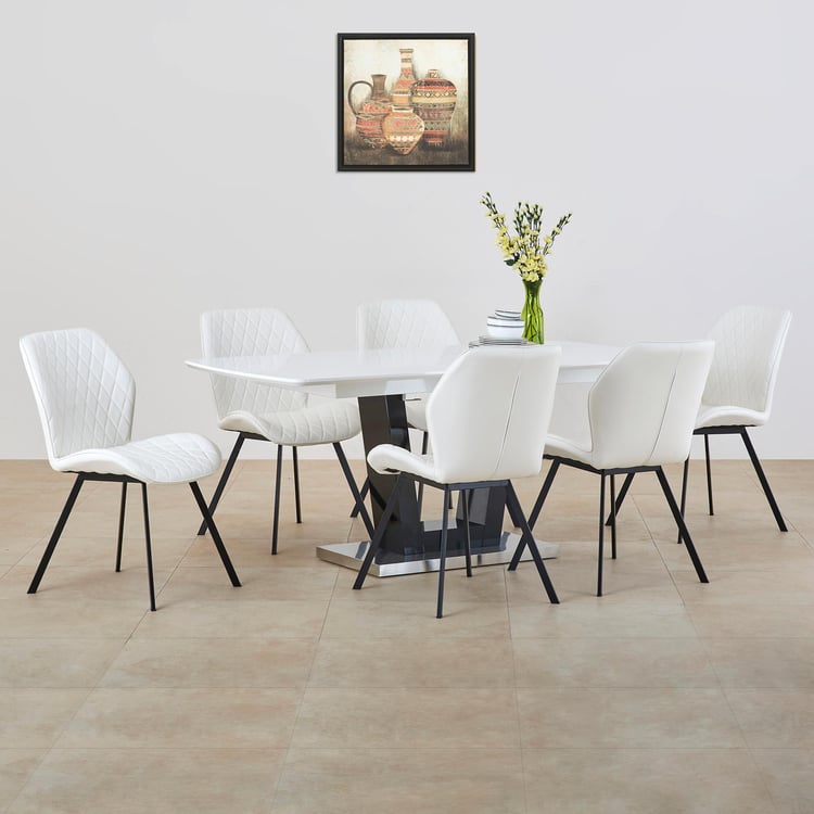 Floyd 6-Seater Extendable Dining Set with Chairs - White