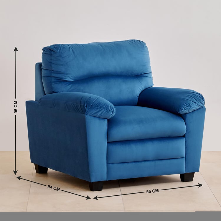 Mojo Velvet 1-Seater Sofa - Blue