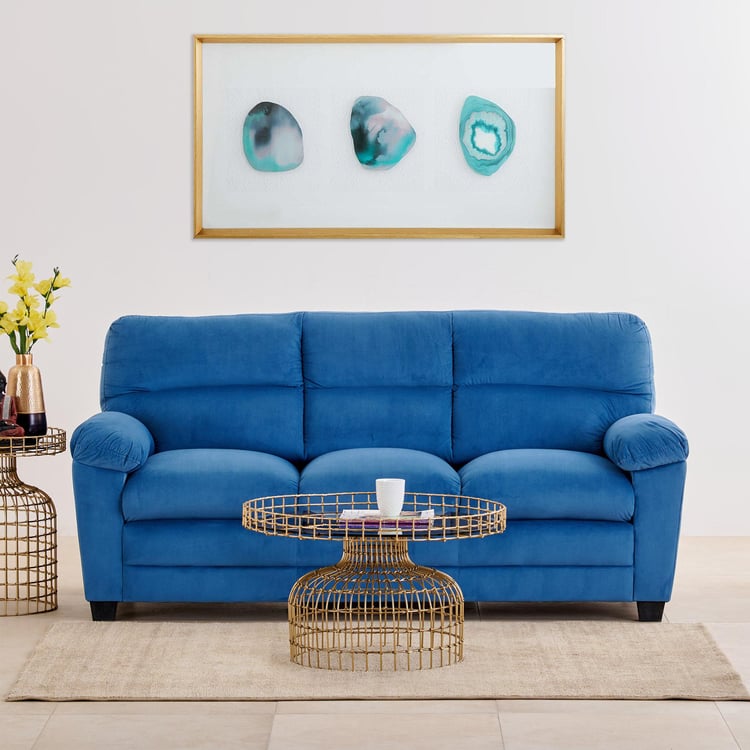 Mojo Velvet 3-Seater Sofa - Blue