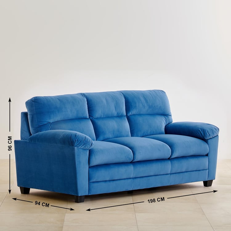 Mojo Velvet 3-Seater Sofa - Blue