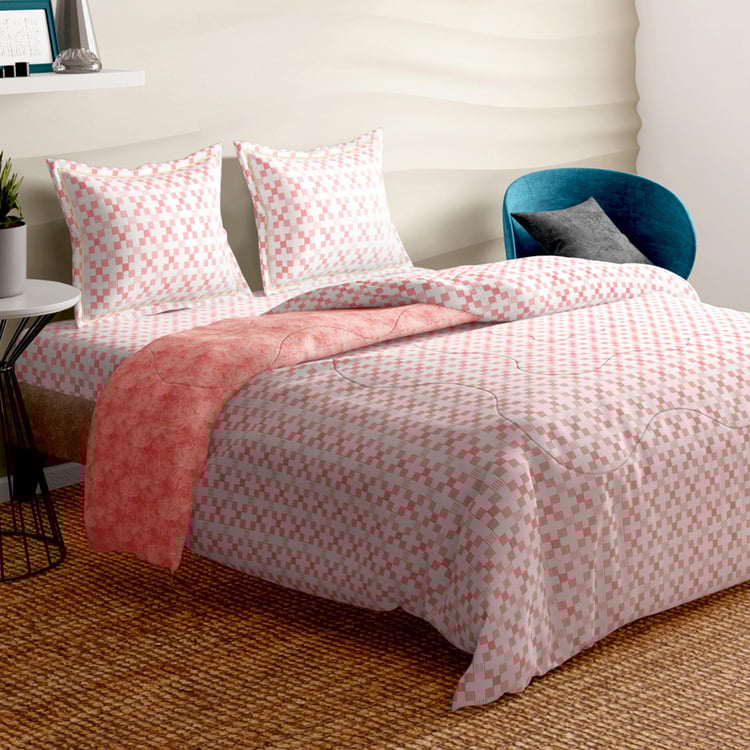 PORTICO Melange Printed Cotton King Size Bed-In-A-Bag Set - 4Pcs