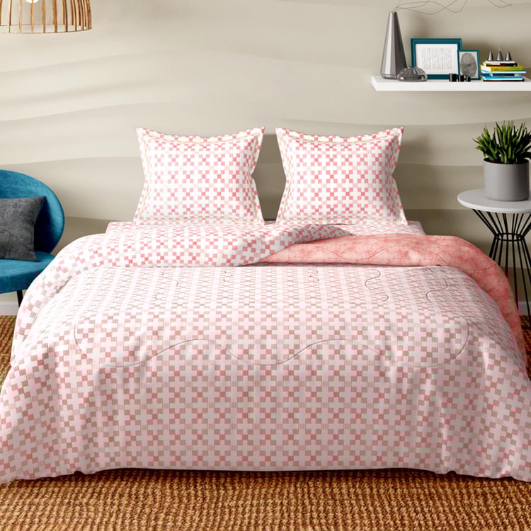 PORTICO Melange Printed Cotton King Size Bed-In-A-Bag Set - 4Pcs