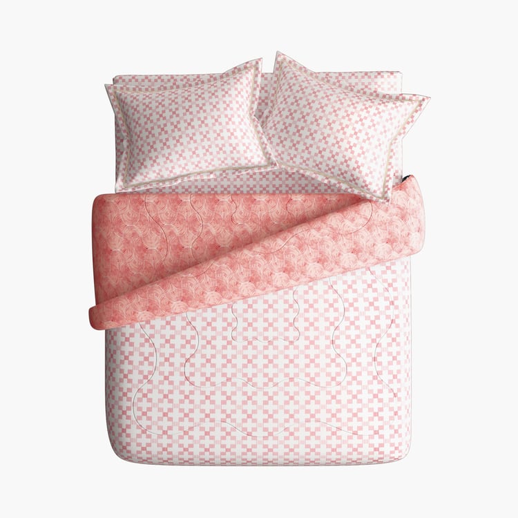 PORTICO Melange Printed Cotton King Size Bed-In-A-Bag Set - 4Pcs