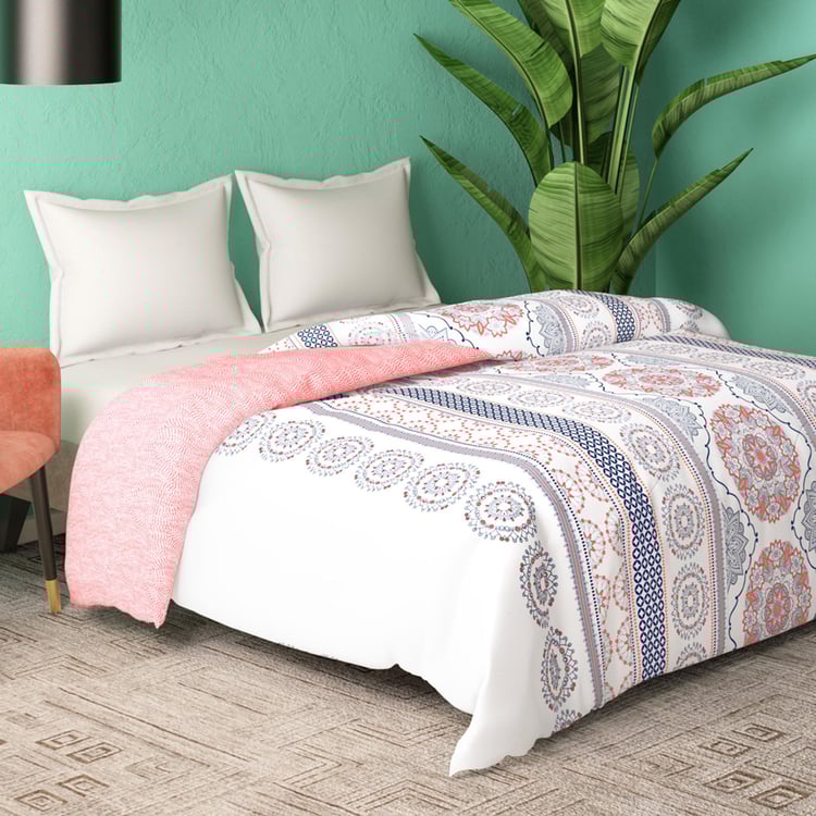 PORTICO Marvella White Printed Cotton Queen Comforter - 220x240cm