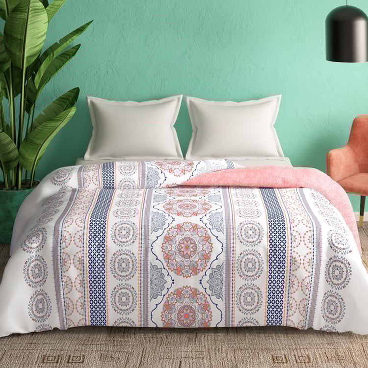 PORTICO Marvella White Printed Cotton Queen Comforter - 220x240cm