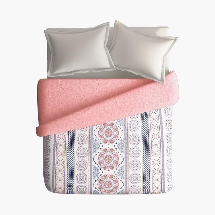 PORTICO Marvella White Printed Cotton Queen Comforter - 220x240cm