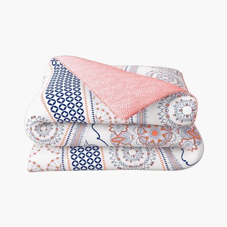 PORTICO Marvella White Printed Cotton Queen Comforter - 220x240cm