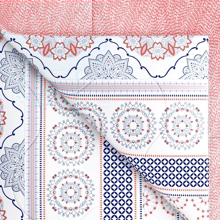 PORTICO Marvella White Printed Cotton Queen Comforter - 220x240cm
