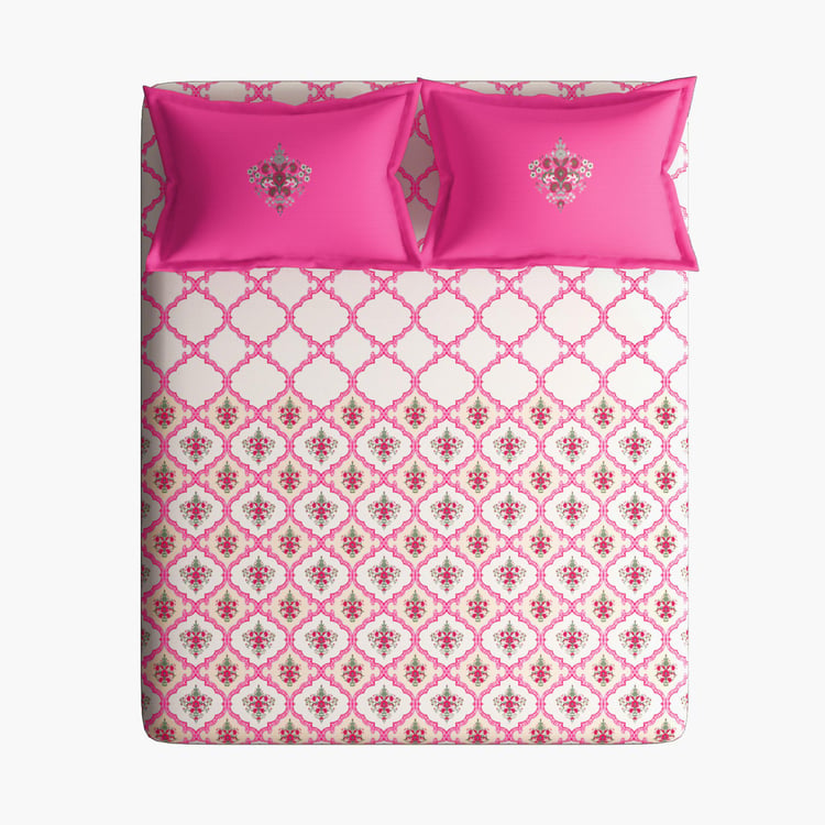 PORTICO Cadence 144TC Printed 3Pcs King Fitted Bedsheet Set