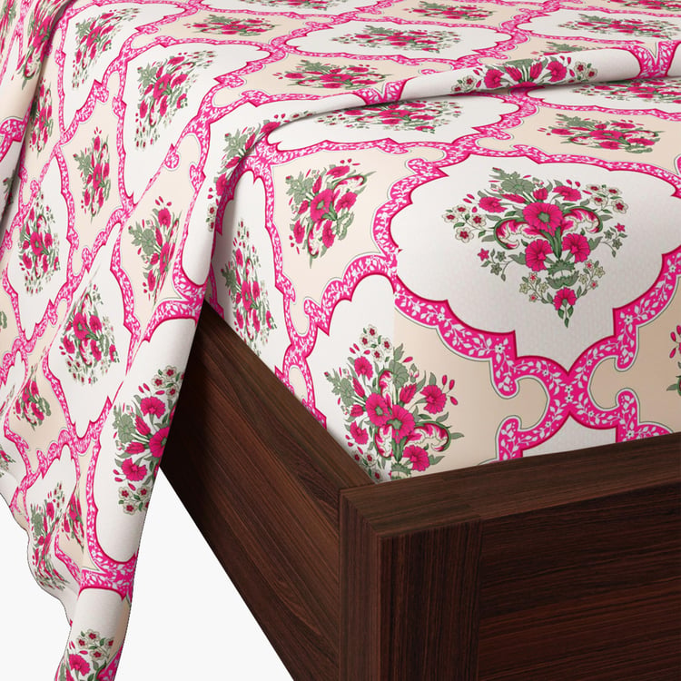 PORTICO Cadence 144TC Printed 3Pcs King Fitted Bedsheet Set