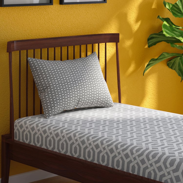 PORTICO Hashtag Grey Printed Cotton Single Bedsheet Set - 150x224cm - 2Pcs