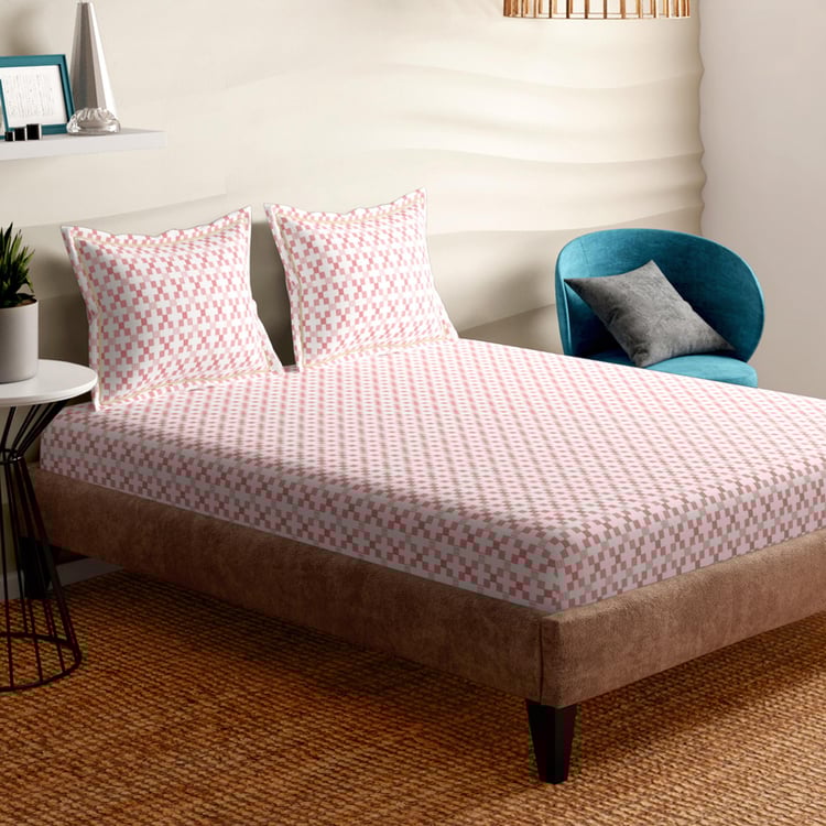 PORTICO Melange Cotton 300 TC 3Pcs Super King Bedsheet Set