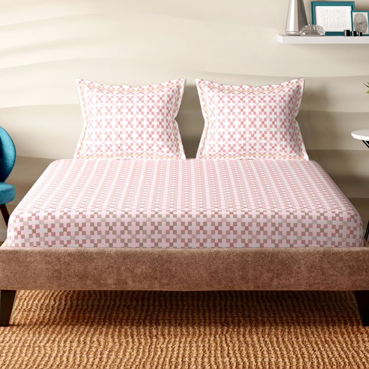 PORTICO Melange Cotton 300 TC 3Pcs Super King Bedsheet Set