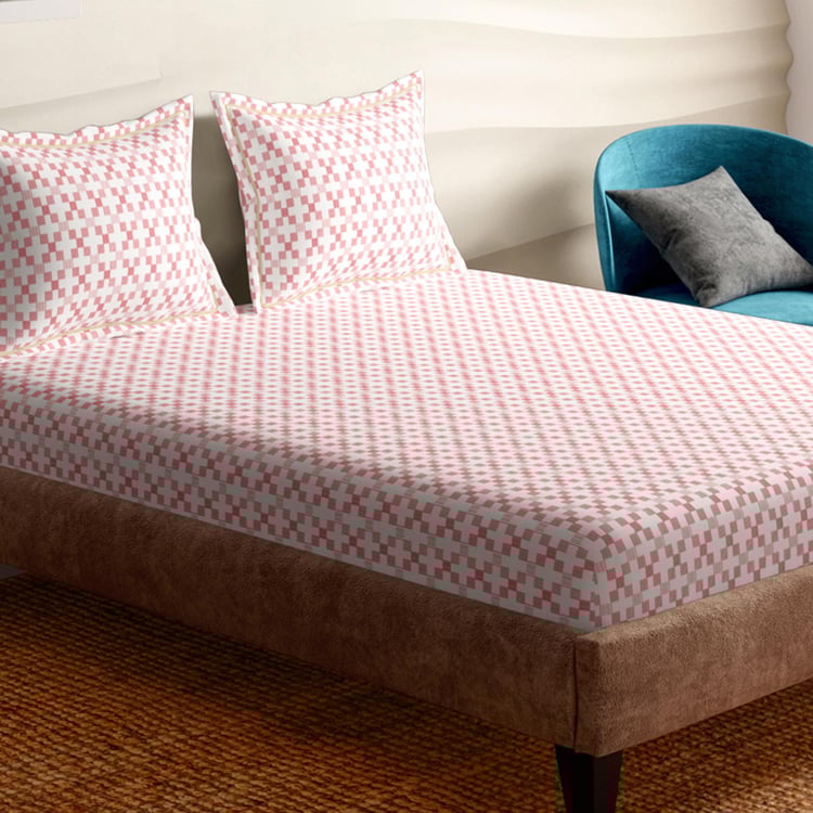 PORTICO Melange Cotton 300 TC 3Pcs Super King Bedsheet Set