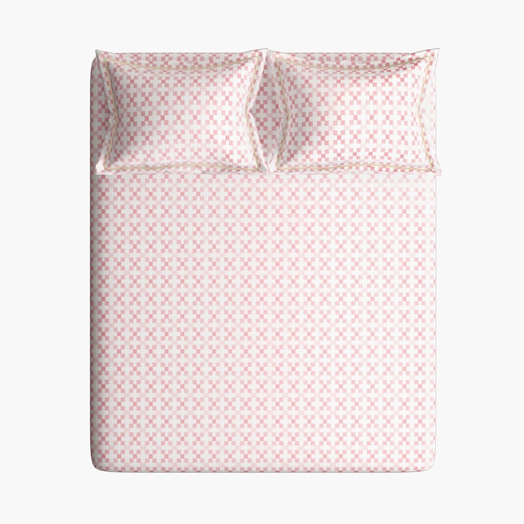 Buy PORTICO Melange Cotton 300 TC 3Pcs Super King Bedsheet Set from