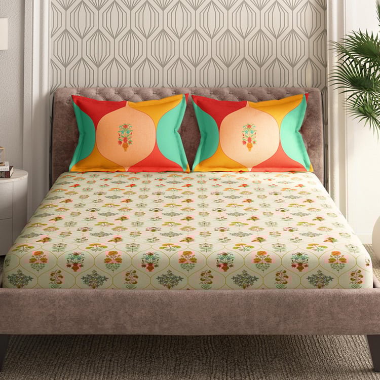 PORTICO Gulmarg Cotton 210TC Printed 3Pcs Super King Bedsheet Set