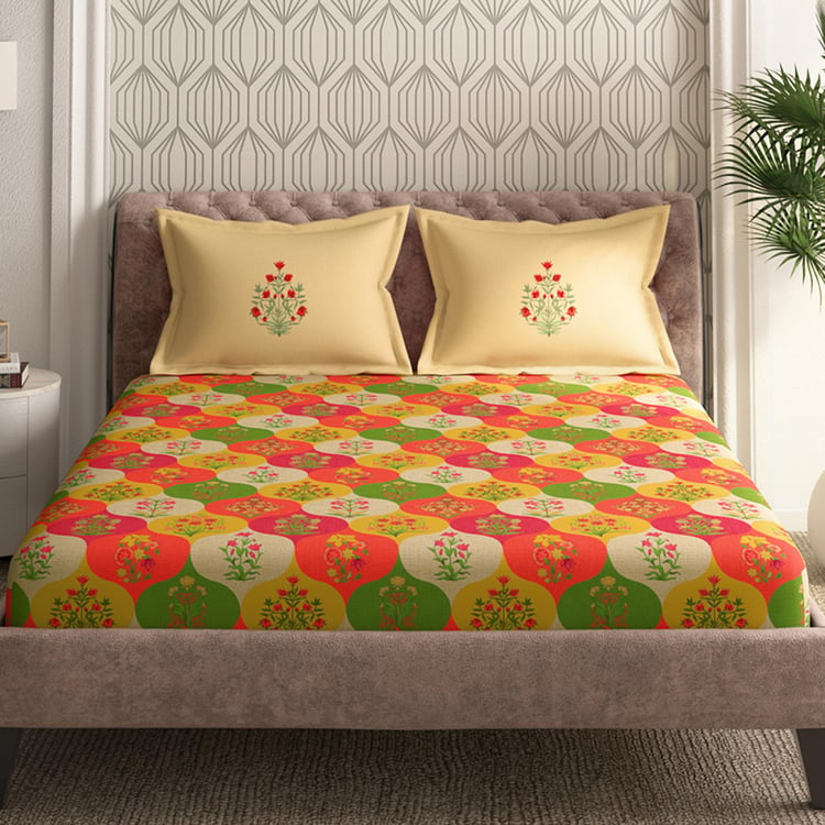 PORTICO Gulmarg Cotton 210TC Printed 3Pcs Super King Bedsheet Set