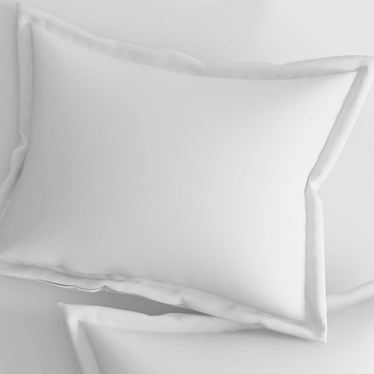 PORTICO Shades White Solid Cotton Single Bedsheet Set - 150x224cm - 2Pcs