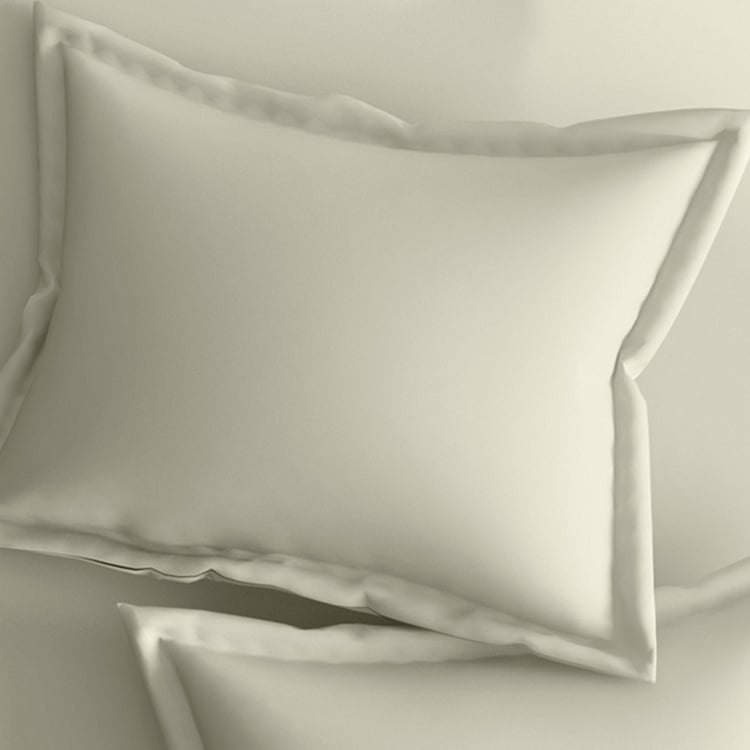 PORTICO Shades Beige Solid Cotton Single Bedsheet Set - 150x224cm - 2Pcs