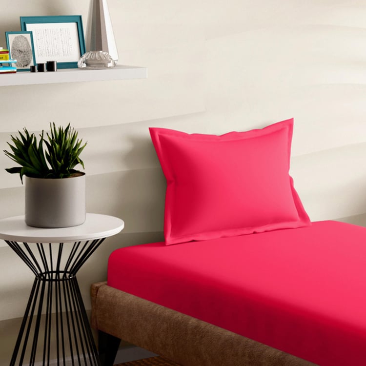 PORTICO Shades Pink Solid Cotton Single Bedsheet Set - 46x69cm - 2Pcs