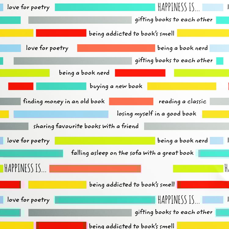 PORTICO Happiness Is White Printed Cotton King Fitted Bedsheet Set - 267x274cm - 3Pcs