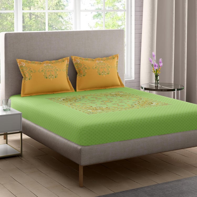 PORTICO Garden of Eden Cotton 300TC Printed 3Pcs Super King Bedsheet Set