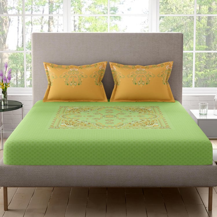 PORTICO Garden of Eden Cotton 300TC Printed 3Pcs Super King Bedsheet Set