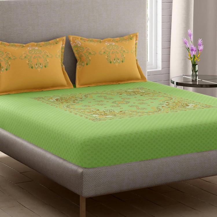 PORTICO Garden of Eden Cotton 300TC Printed 3Pcs Super King Bedsheet Set