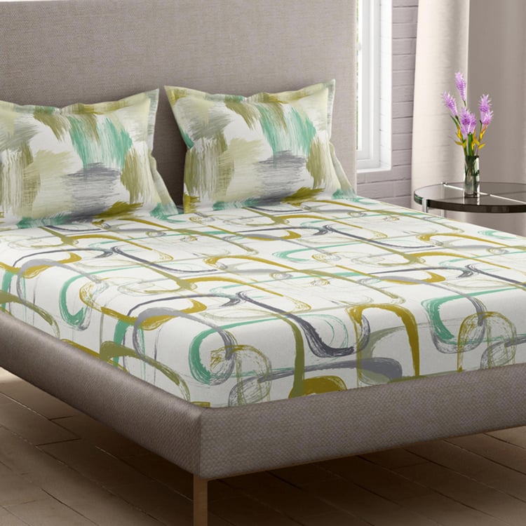 PORTICO Garden Of Eden Cotton 300TC Printed 3Pcs Super King Bedsheet Set