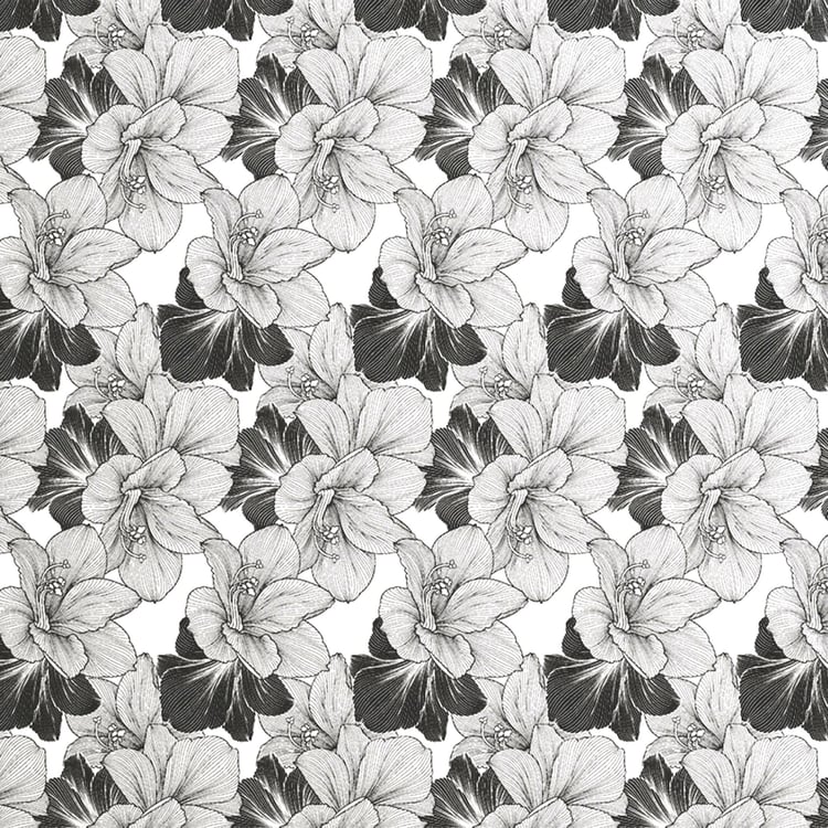 PORTICO Marvella B&W White Printed Cotton Super King Bedsheet Set - 274x274cm - 3Pcs