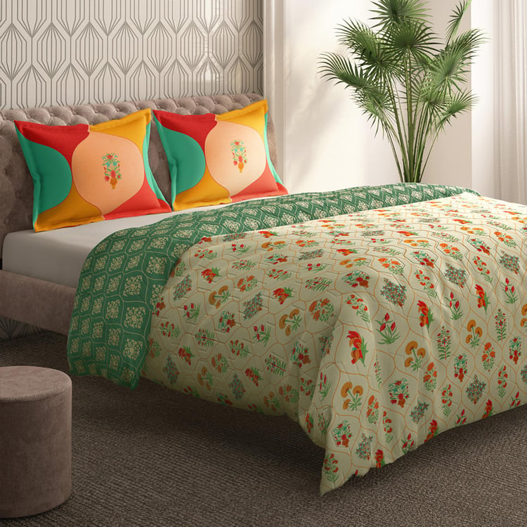 PORTICO Gulmarg Floral Printed Cotton 3Pcs King Bedsheet Set