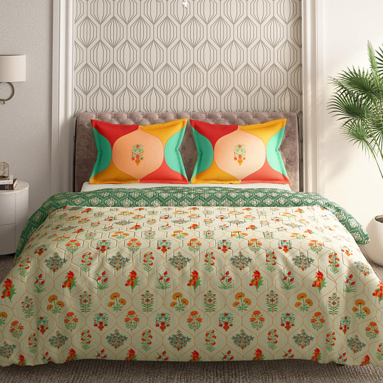 PORTICO Gulmarg Floral Printed Cotton 3Pcs King Bedsheet Set